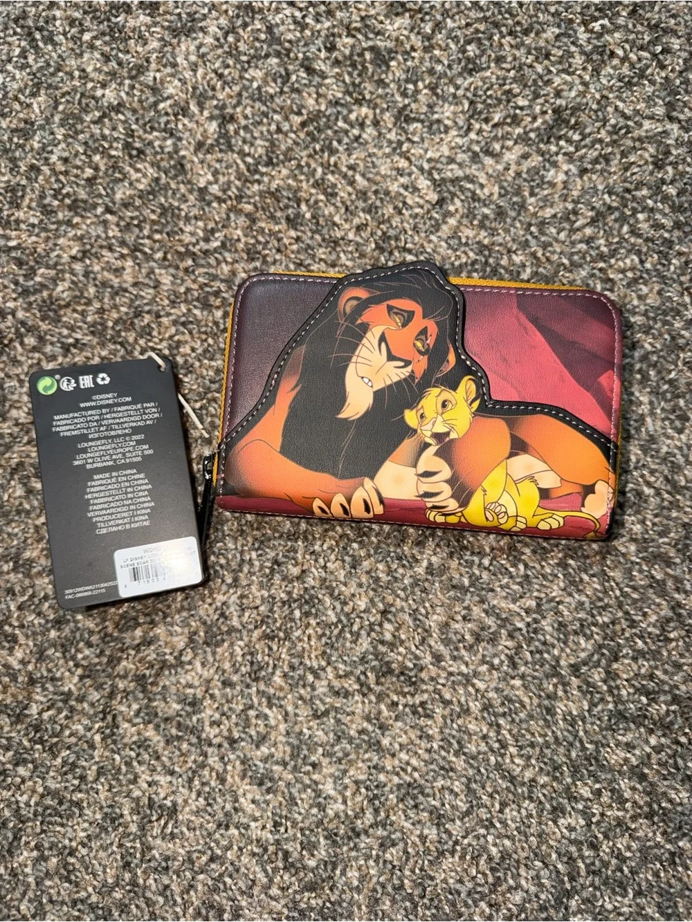 Loungefly Disney The Lion King Scar Red/Brown Zip Wallet with Yellow Plaque